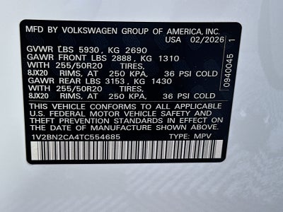 2026 Volkswagen Atlas 2.0T SEL