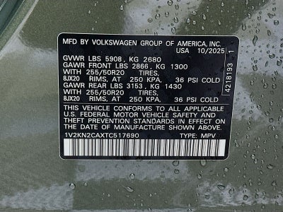 2026 Volkswagen Atlas 2.0T SE W/TECHNOLOGY